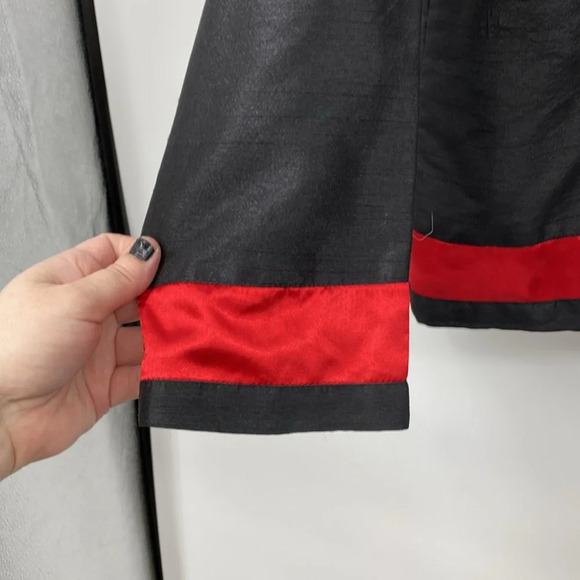 Samantha's Style Shoppe Shirt Jacket Womens Sz Large Black Red Embroidered Asian - Picture 6 of 12
